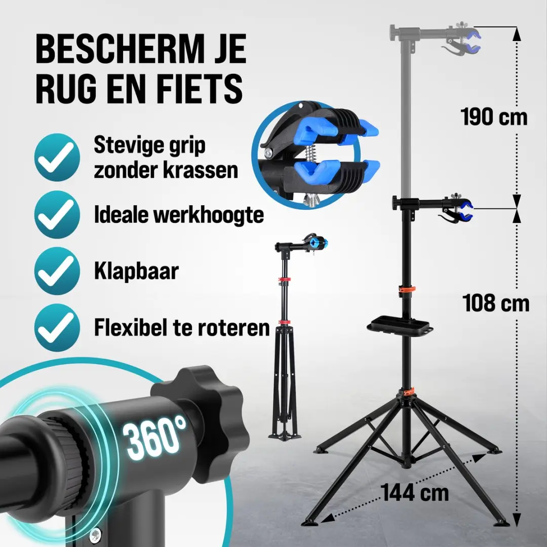 Monzana Fietsmontagestandaard 30kg - Zwart