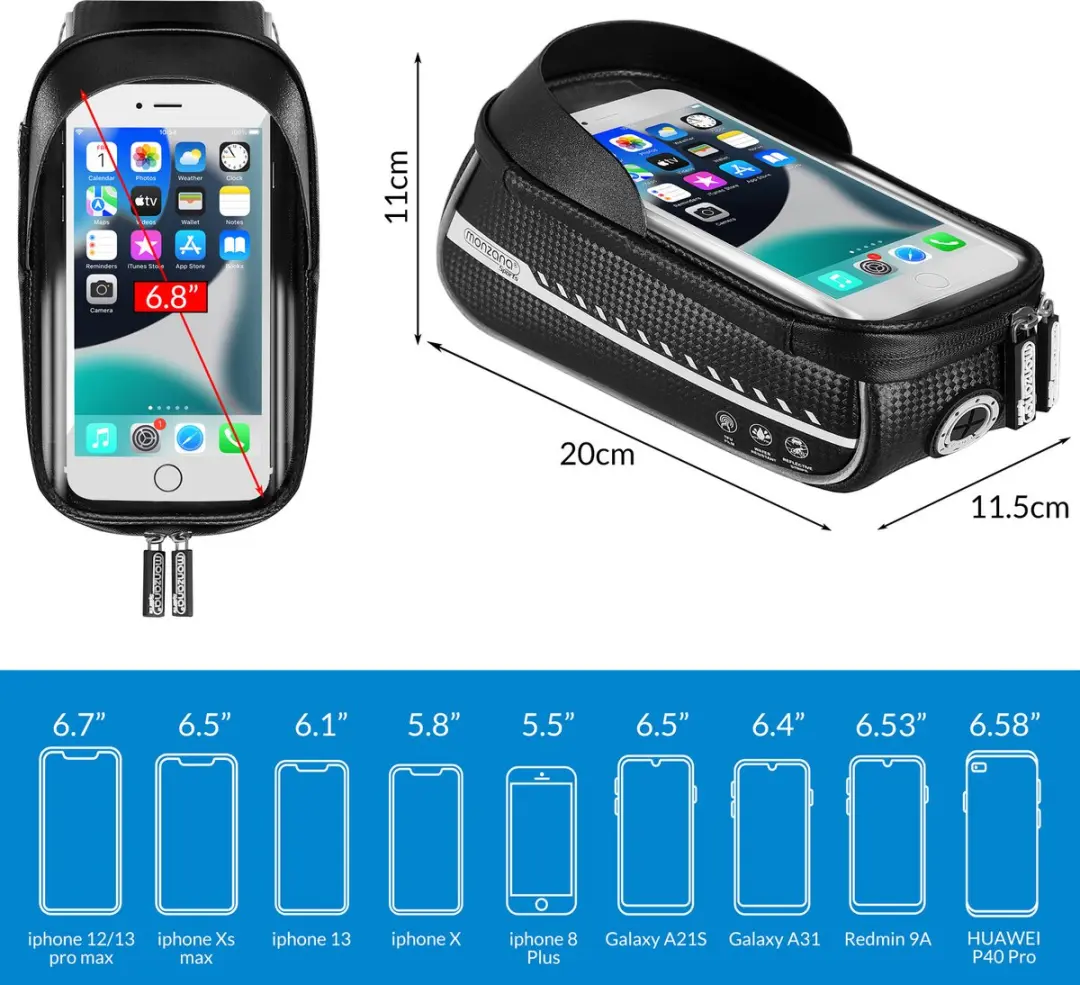 Monzana Frametas Waterdicht TPU Touchscreen - 0.85L - Zwart