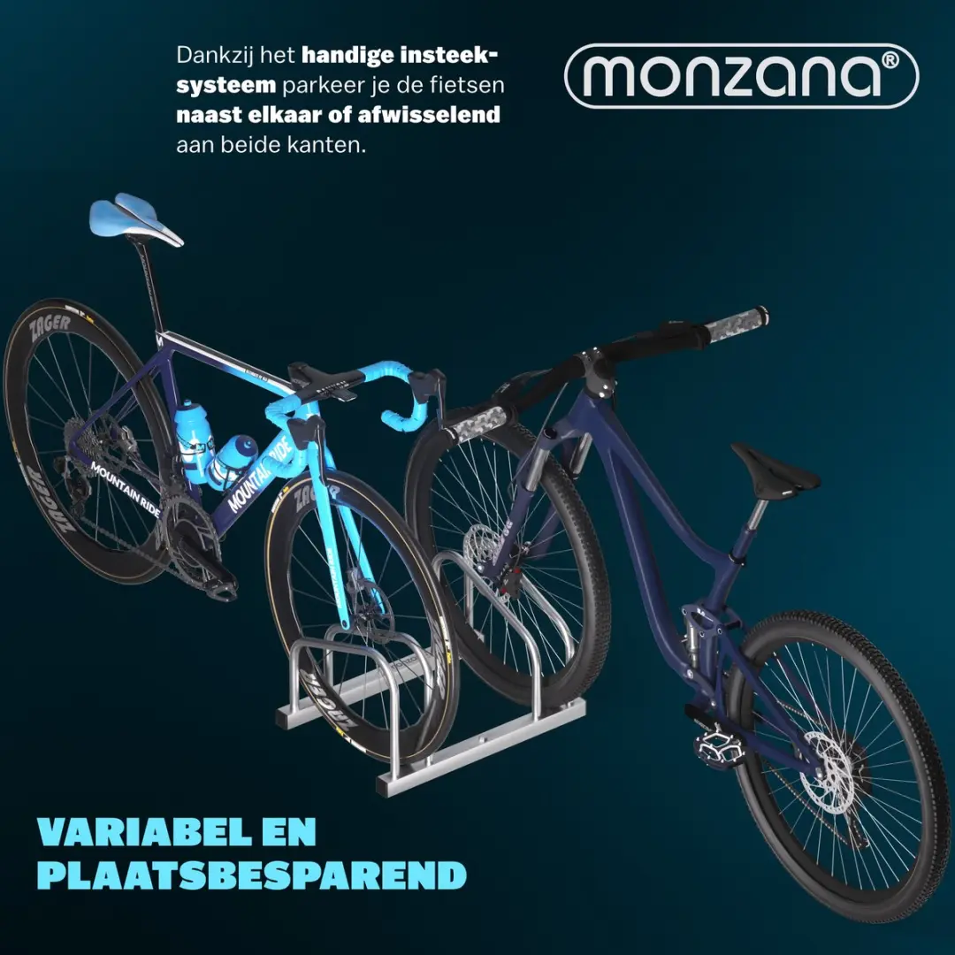 Monzana Fietsenrek 2 Fietsen - 37cm Wielafstand - Zilver