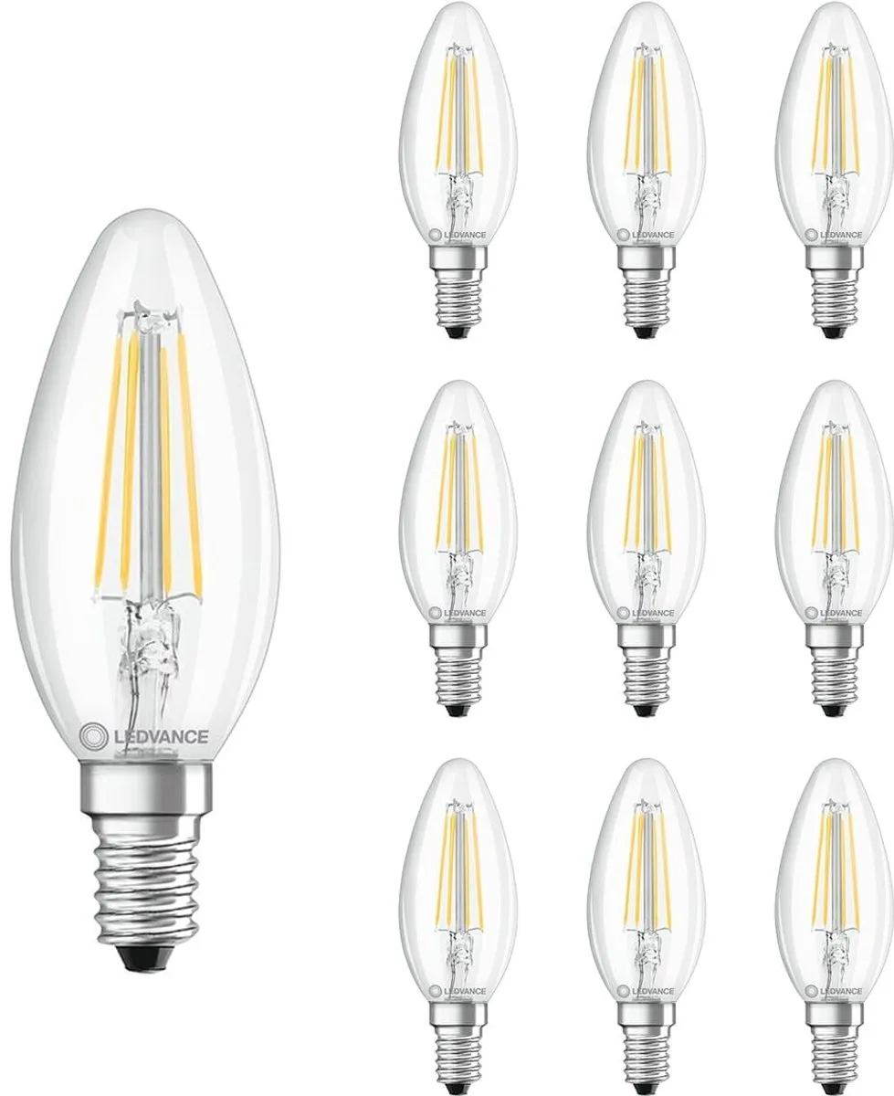 LEDVANCE LED Filament Kaarslamp E14 4W 470lm - 10 Stuks