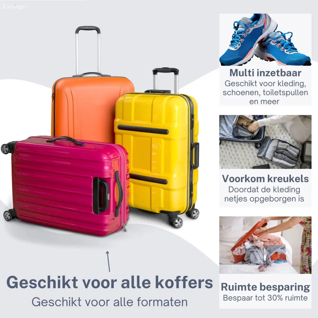 EarKings Packing Cubes EKPC1386 Kofferorganizer - 9-delig Grijs