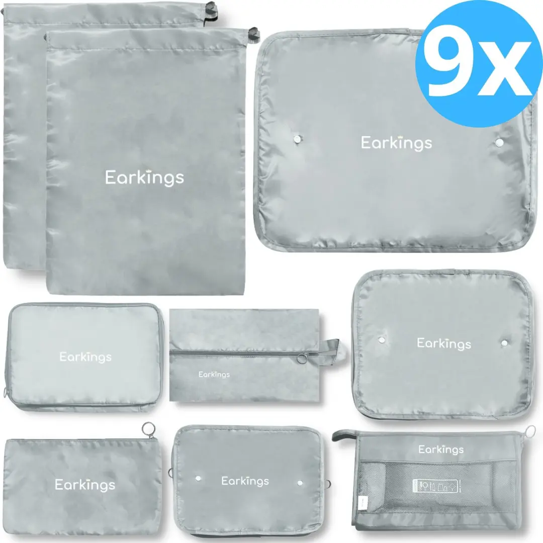 EarKings Packing Cubes EKPC1386 Kofferorganizer - 9-delig Grijs