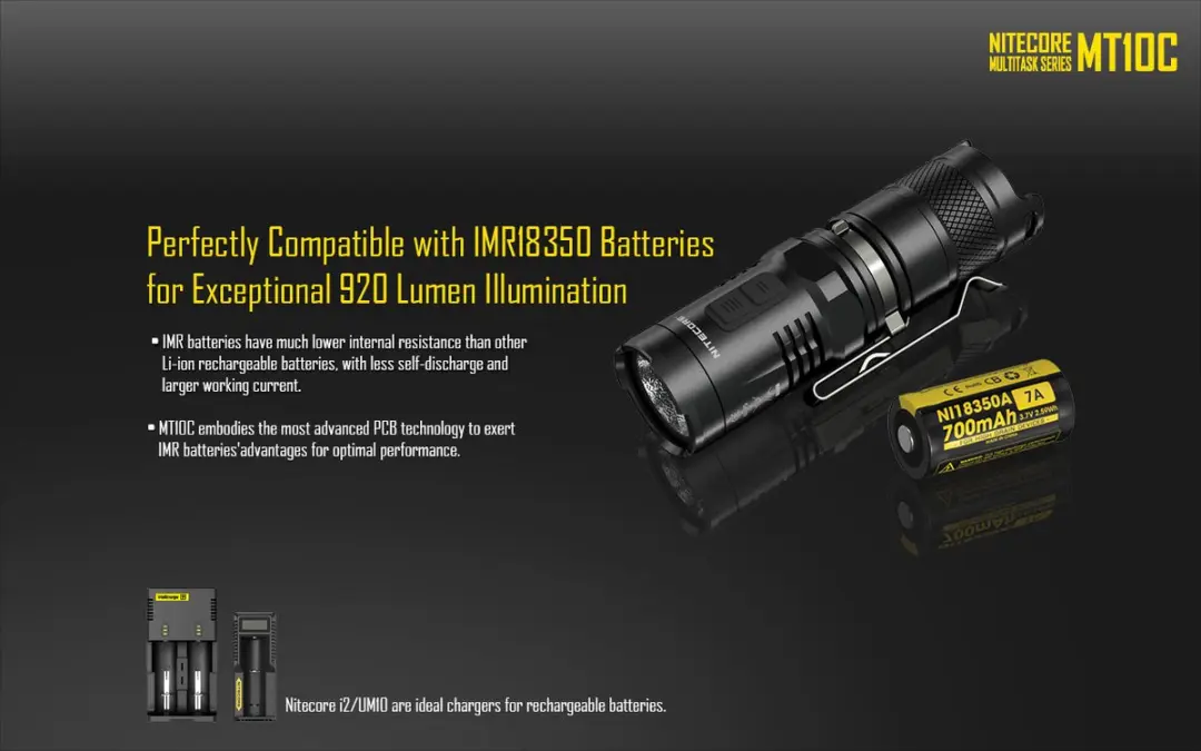 Nitecore MT10C Zaklamp - 25.4cm - Zwart