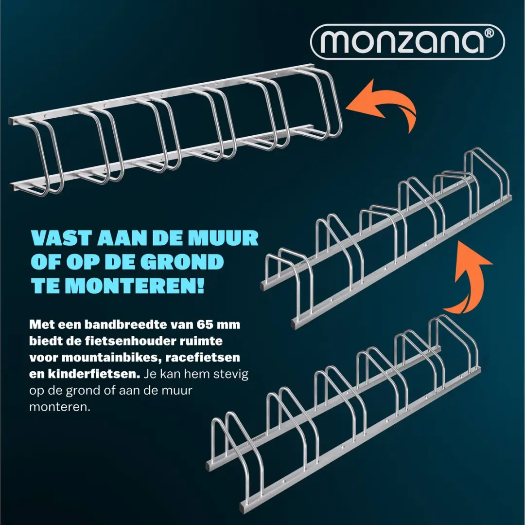 Monzana Fietsenrek 6 Fietsen - 37cm Wielafstand - Zilver