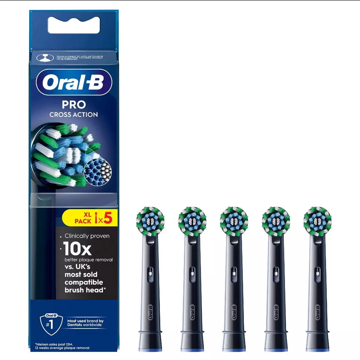 Oral-B Cross Action Opzetborstels - 5 Stuks - Zwart