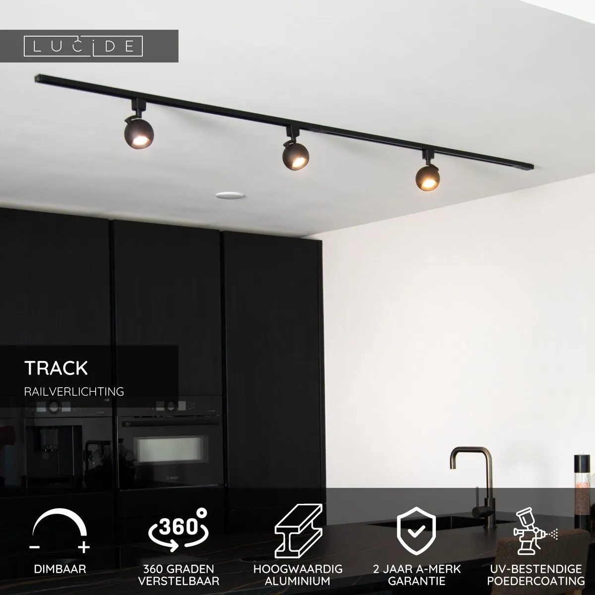 Lucide Track Favorit Railspot GU10 Railverlichting - 1x50W - Zwart