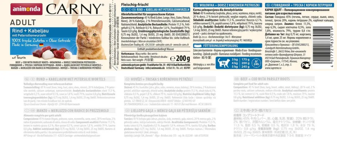 Animonda Carny Adult Rund met Kabeljauw 6x200g