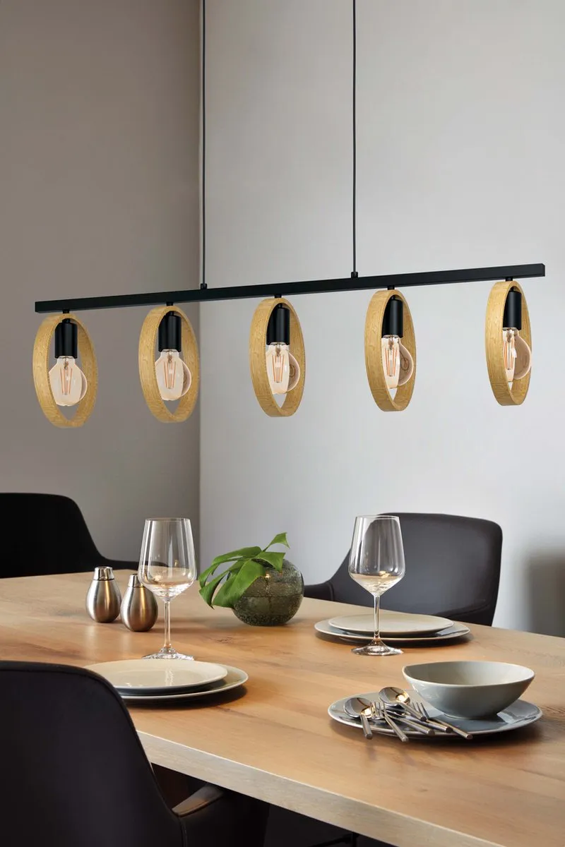 Eglo Ipsden Hanglamp E27 - 5 Lichthoorns - 100,5 cm - Zwart