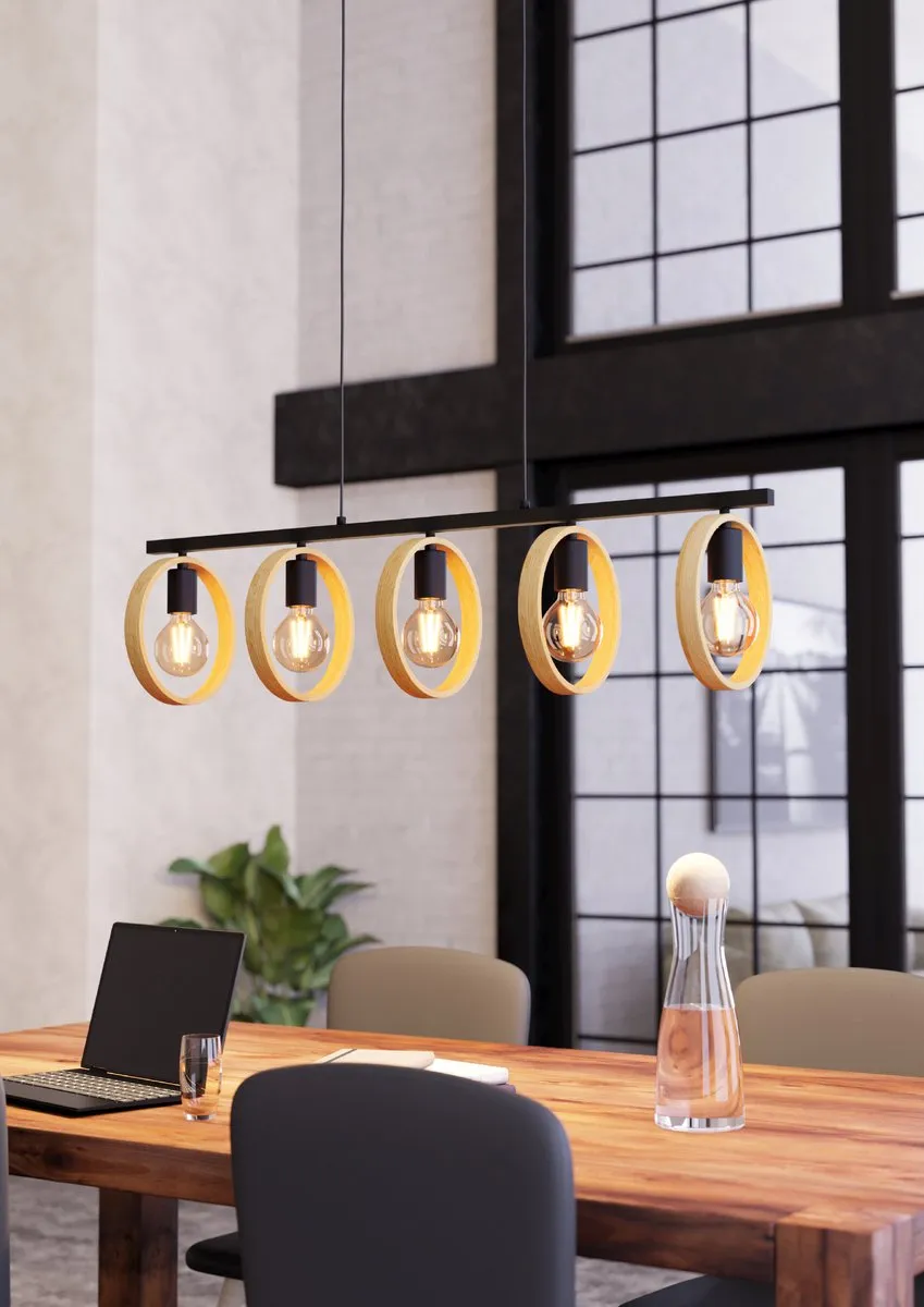 Eglo Ipsden Hanglamp E27 - 5 Lichthoorns - 100,5 cm - Zwart - afbeelding 6 van 6