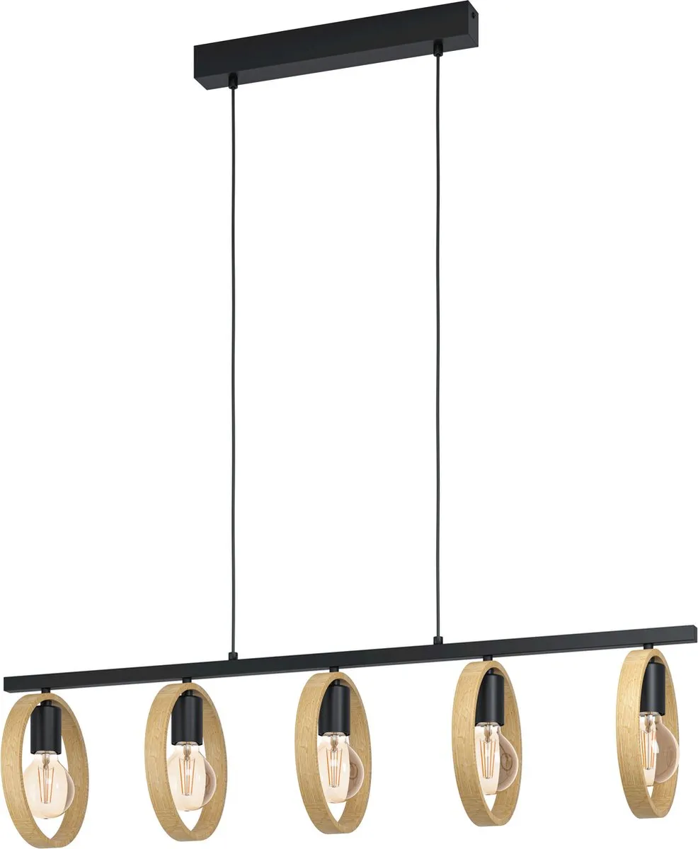 Eglo Ipsden Hanglamp E27 - 5 Lichthoorns - 100,5 cm - Zwart