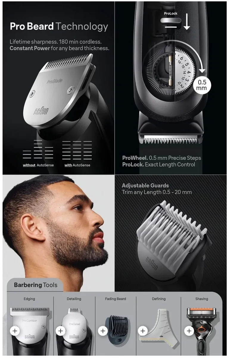 Braun BeardTrimmer 9 BT9421 Baardtrimmer - Zwart