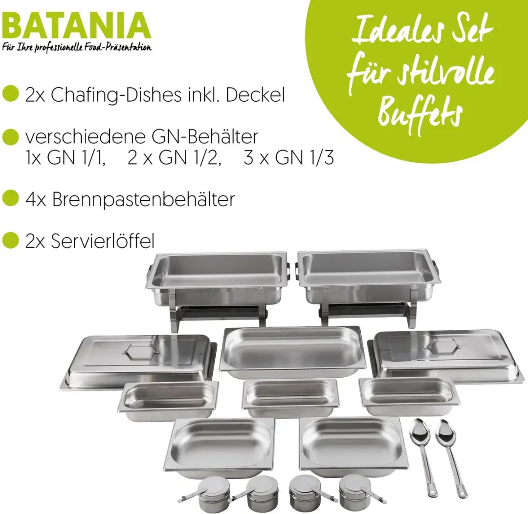 APS Batania Buffetwarmer 14-delig - RVS - Vaatwasserbestendig