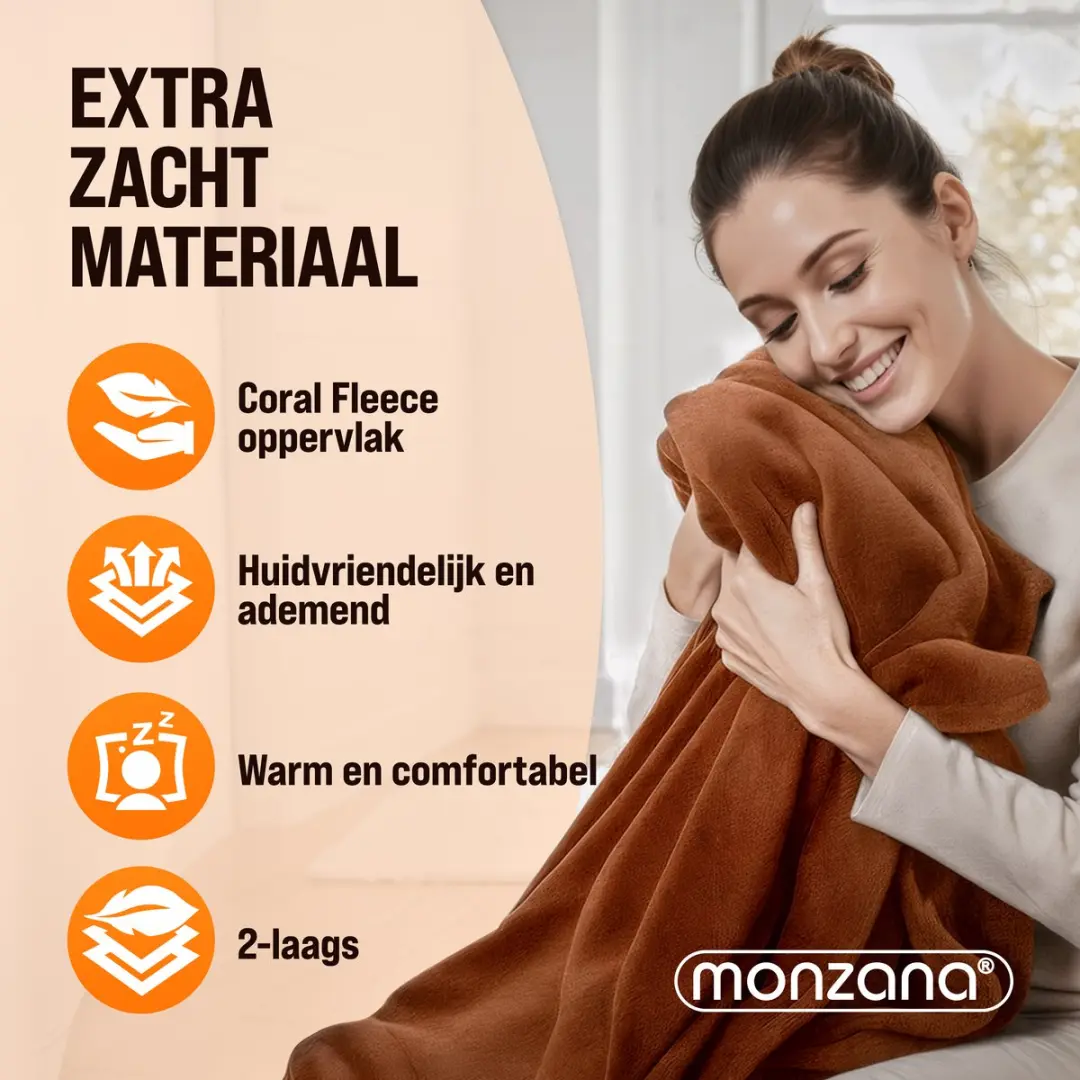 Monzana Elektrische Deken 103458 - 180x130cm - Bruin