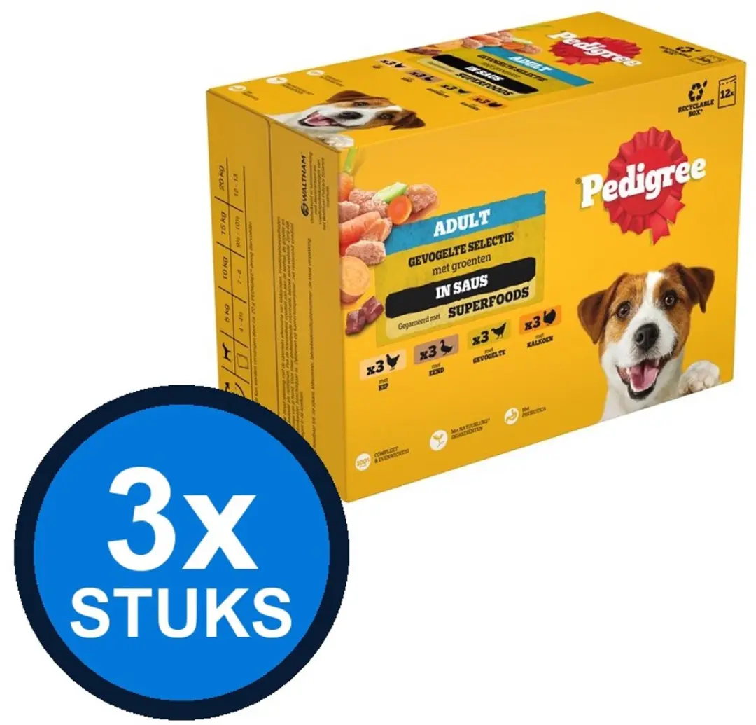 Pedigree Pouch Adult Saus Gev Sel Multipack 48 Stuks