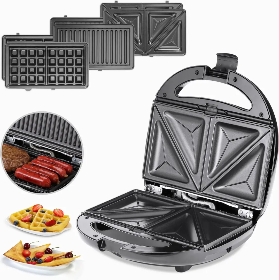 Monzana Tosti Apparaat 800W - 6 Platen - Zwart