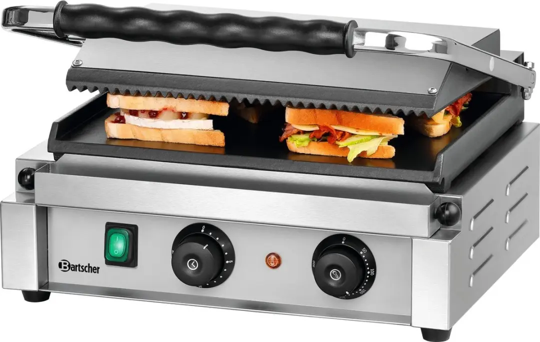 Bartscher Panini-T 1GR Contactgrill 2200W - 4 Sandwiches - Zilver - afbeelding 6 van 6