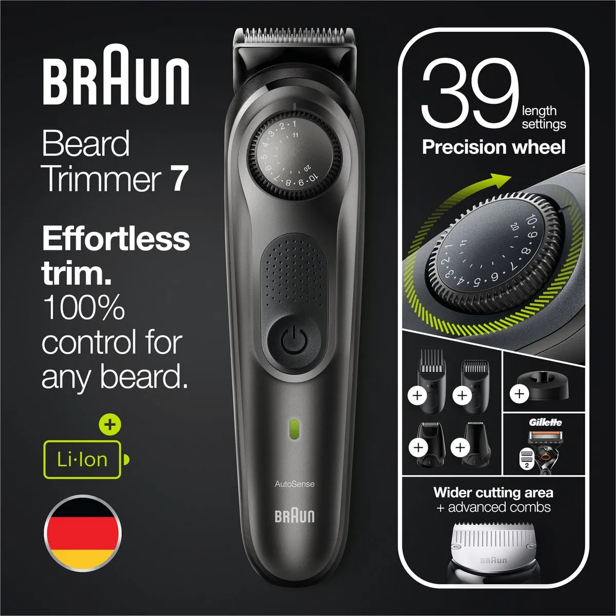 Braun BT7340 Baardtrimmer - 4 Opzetstukken - Zwart