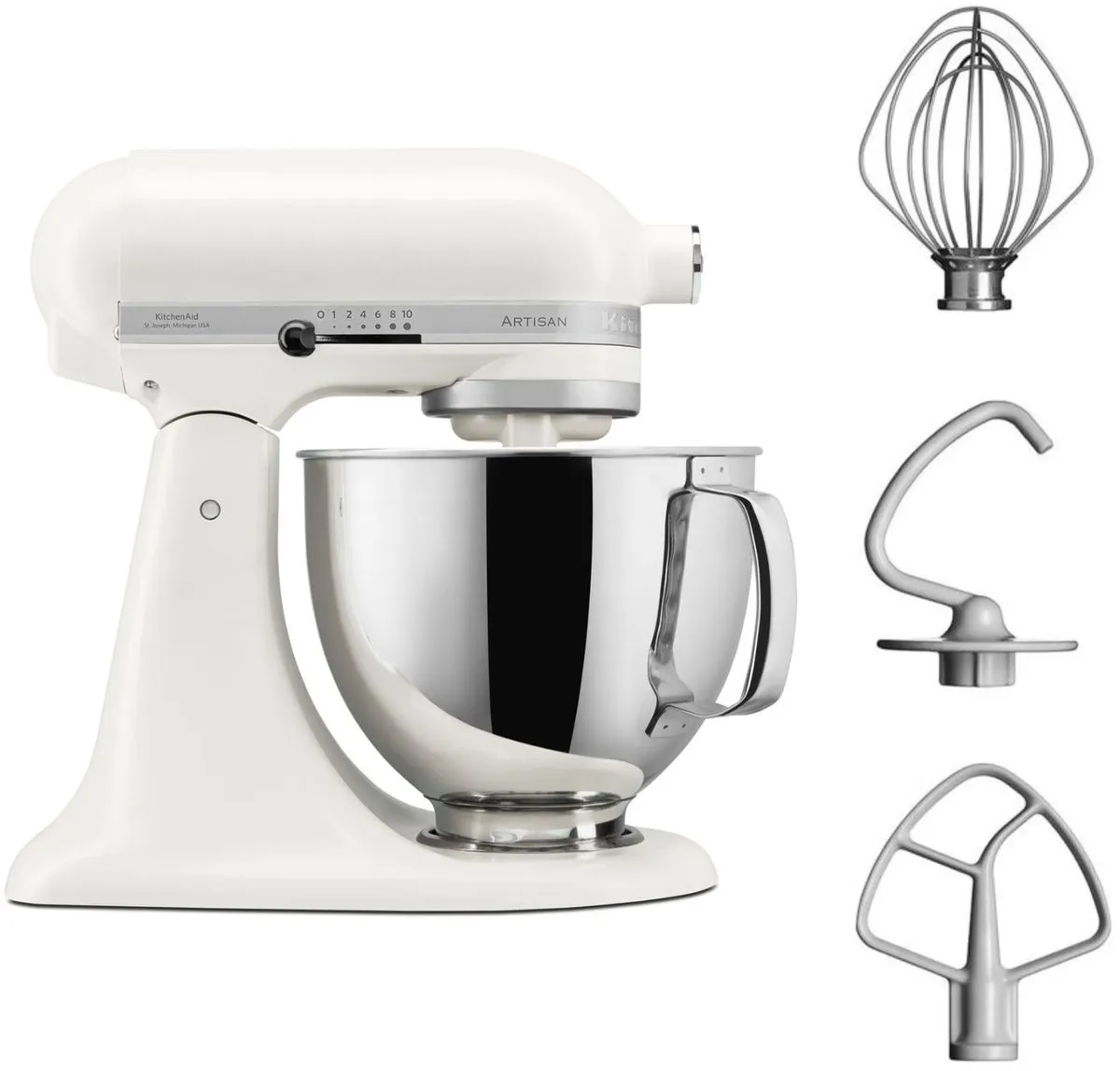 KitchenAid Artisan 5KSM125EPL Keukenmachine - 4,8L - Porselein wit