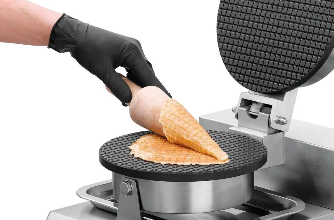 Bartscher MDI Cone 2120 Wafelijzer 1000W - Zwart/Zilver