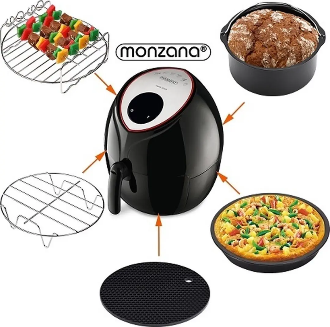 Monzana 107633 Heteluchtfriteuse Accessoireset 9-delig - Zwart
