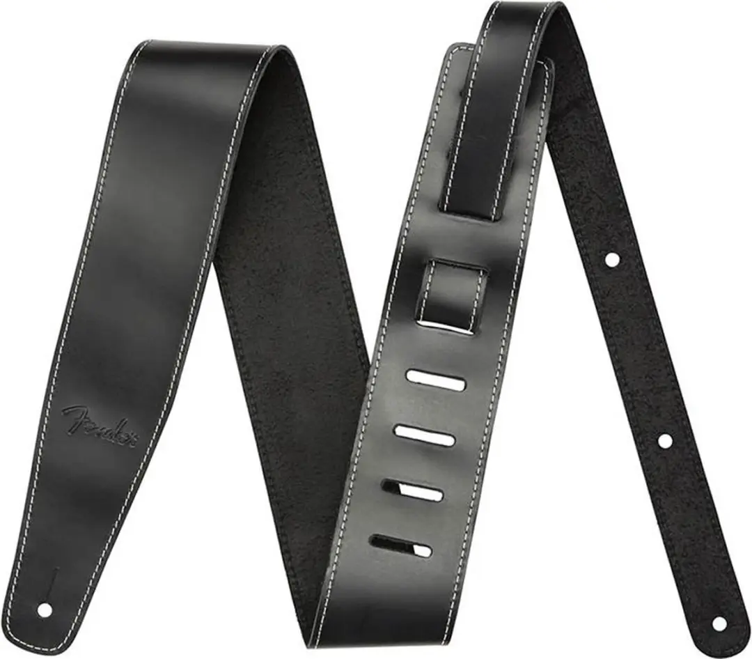 Fender Verweerde Leren Band 2.5cm - Zwart