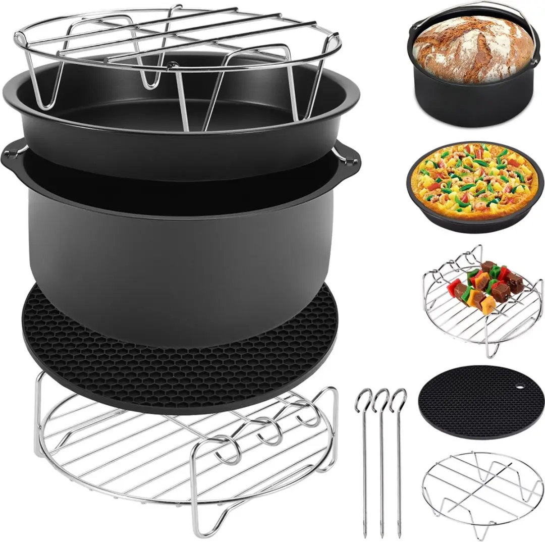 Monzana 106201 Heteluchtfriteuse Accessoires Set 8-delig - Zwart