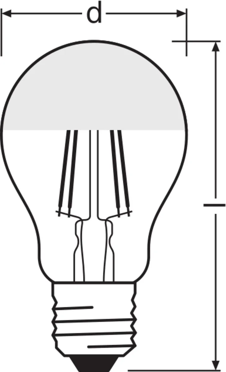 LEDVANCE Classic E27 Peer Filament Spiegel 6.5W 650lm - Zeer Warm Wit - afbeelding 4 van 5