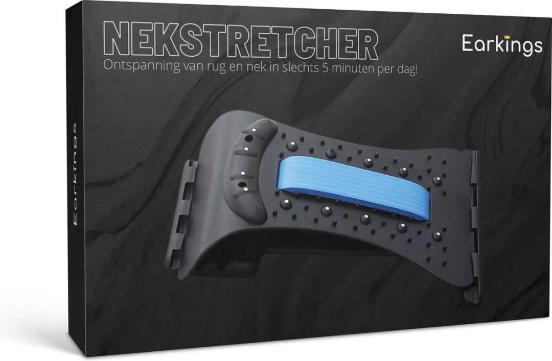 EarKings Nekstretcher EKNK2342 Nekmassageapparaat - Zwart/Blauw