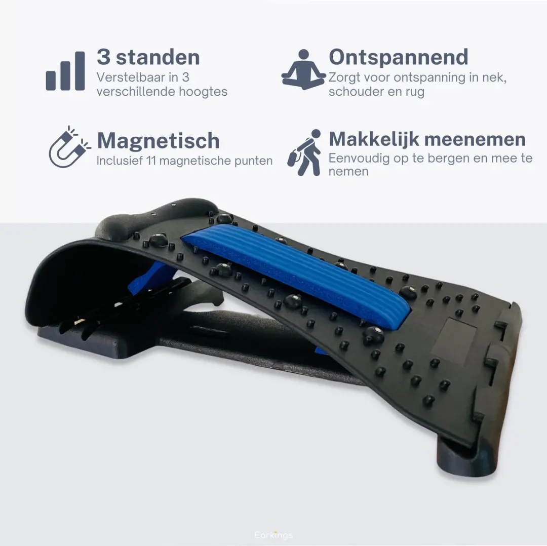 EarKings Nekstretcher EKNK2342 Nekmassageapparaat - Zwart/Blauw