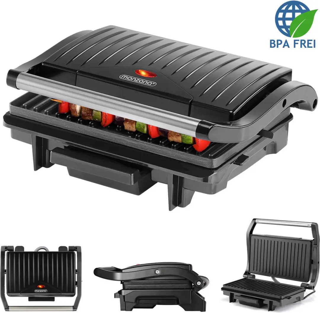 Monzana MZ408 Contactgrill 1500W - 2 Platen - Zwart