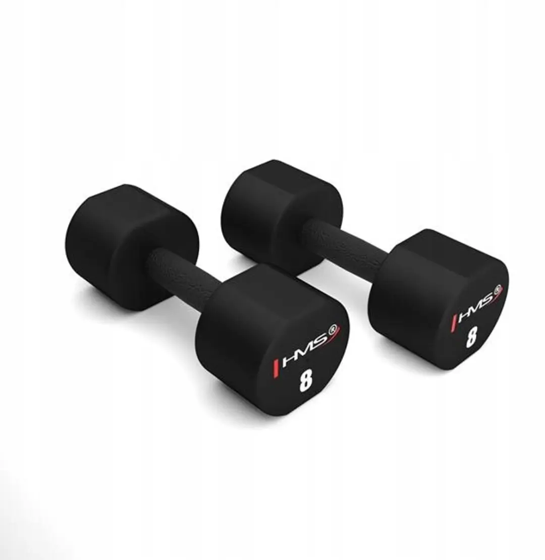 HMS Halterset 2x8kg TPU Gecoat - Zwart
