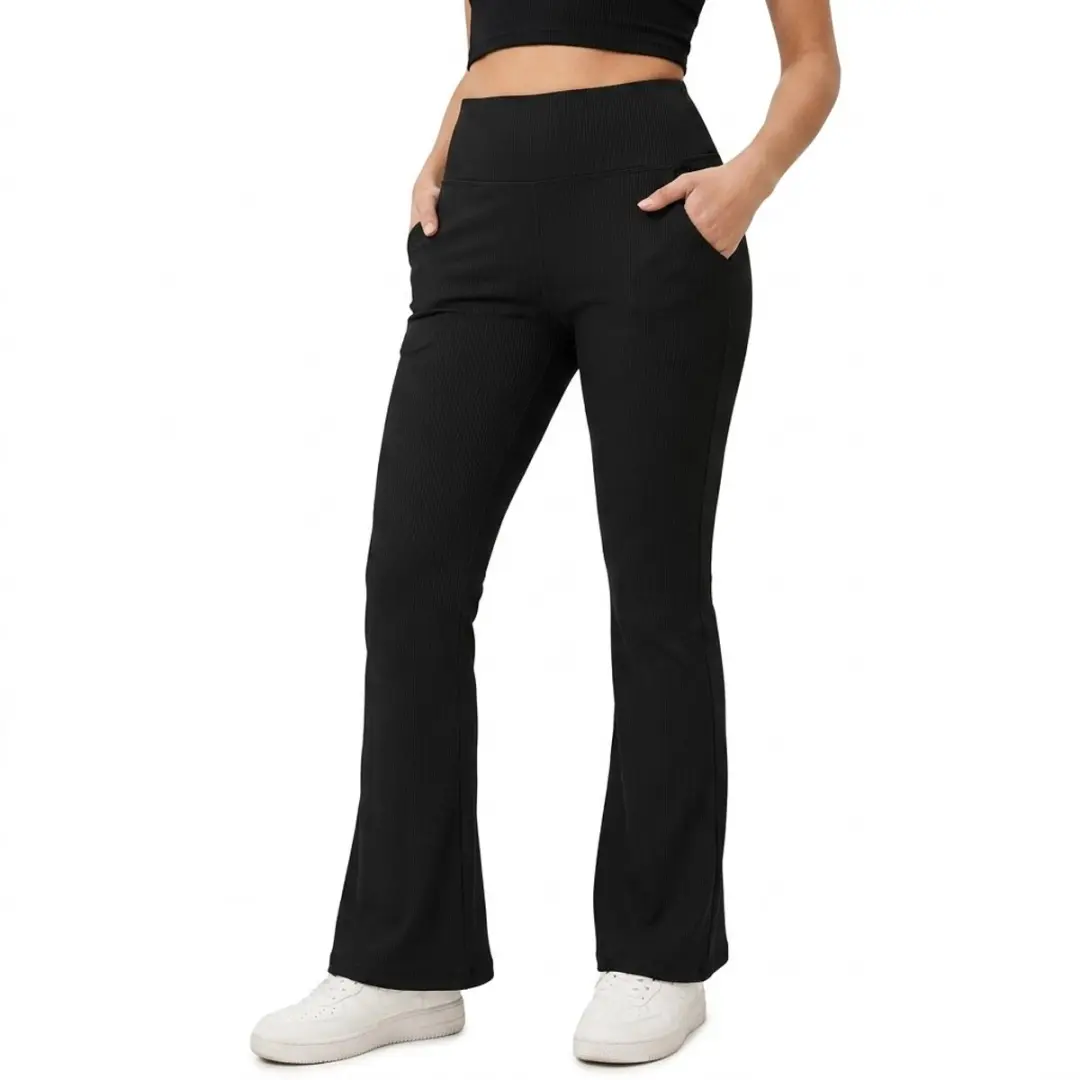 NuveX Dames Hoge Taille Flare Fitnessbroek M - Zwart