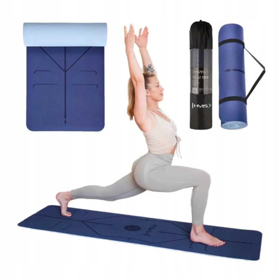 HMS YM10 Yogamat TPE - 182x61x0.8cm Donkerblauw