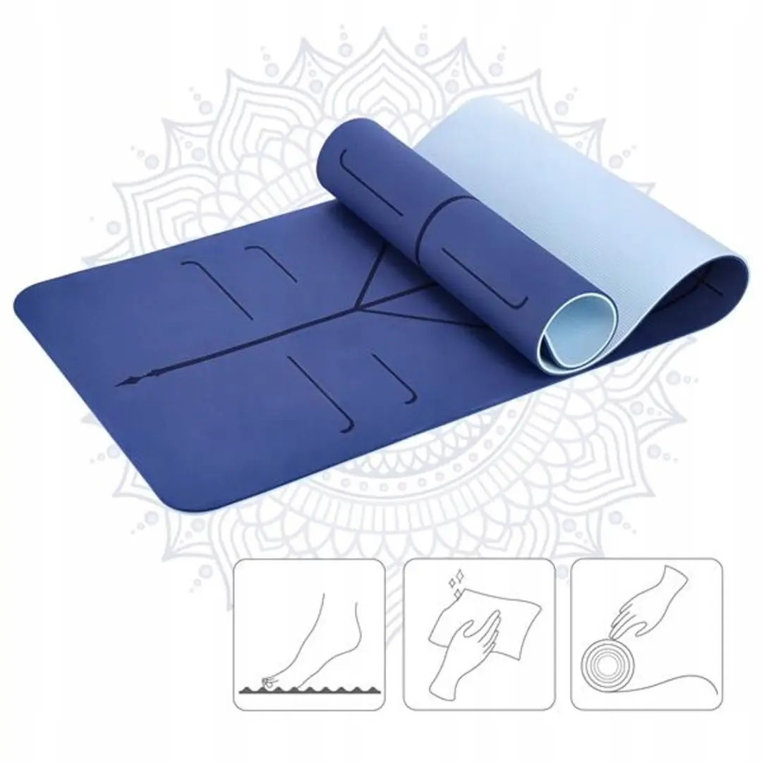 HMS YM10 Yogamat TPE - 182x61x0.8cm Donkerblauw