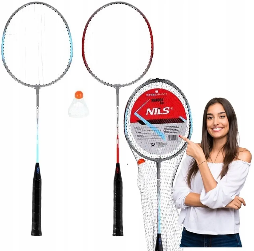 Nils Badmintonset - 2 Rackets & Shuttle - Staal - Multicolor