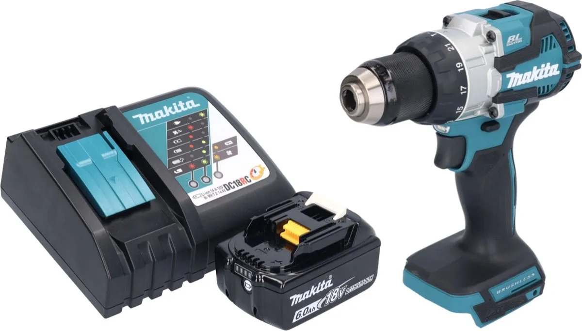 Makita DHP489RG1 Accu-klopboormachine 18V 73Nm - Borstelloos - 1x 6,0Ah - afbeelding 2 van 5
