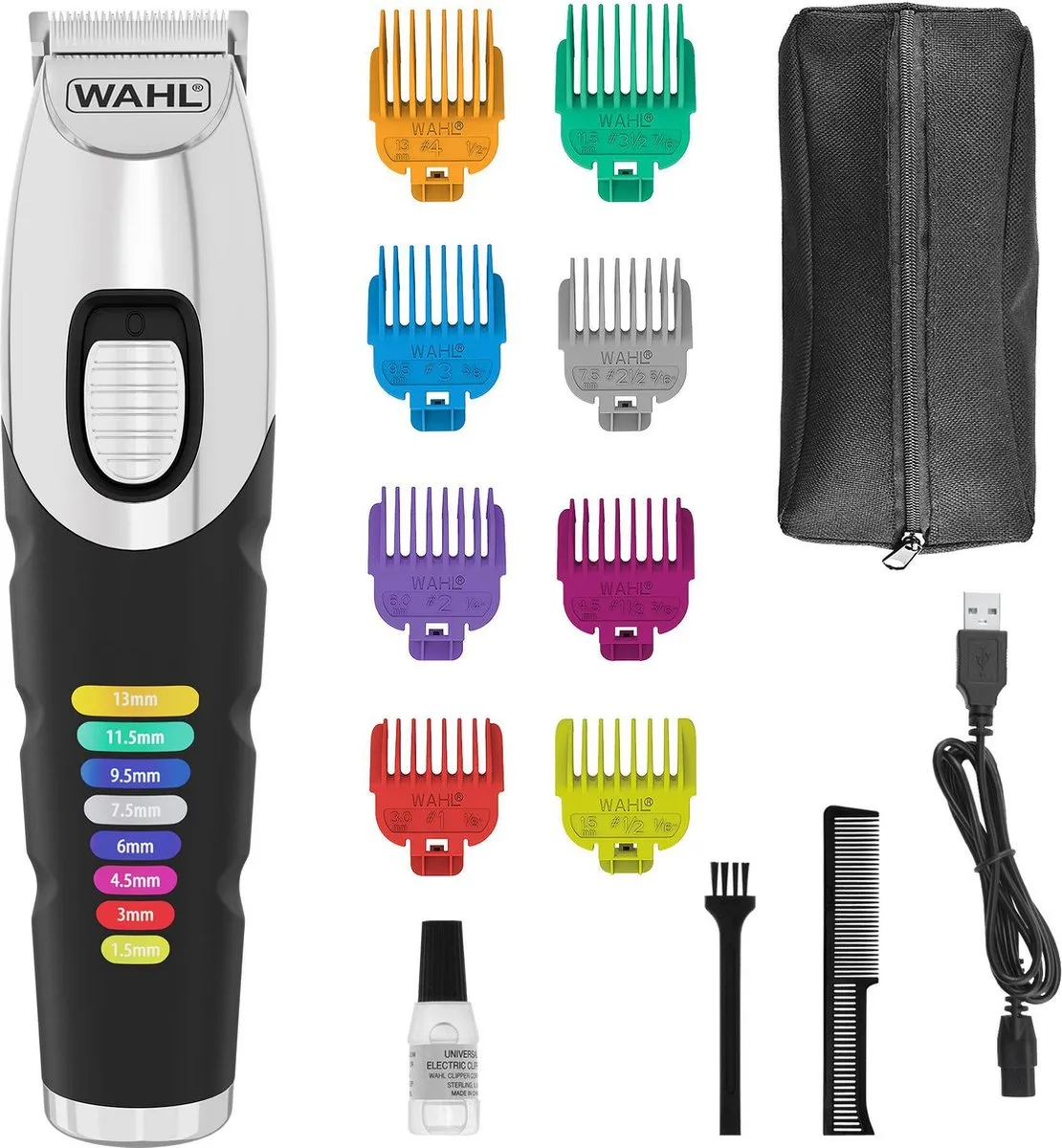 Wahl Color Trim Opzetkammen - 8 Stuks - Zwart/Wit