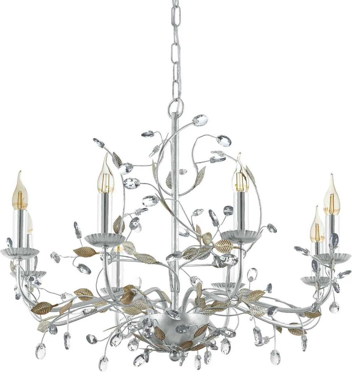 Eglo Vintage Flitwick 1 Hanglamp 8 Lichtpunten Ø78cm - Zilver