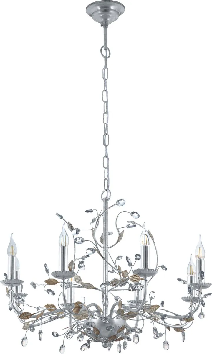 Eglo Vintage Flitwick 1 Hanglamp 8 Lichtpunten Ø78cm - Zilver