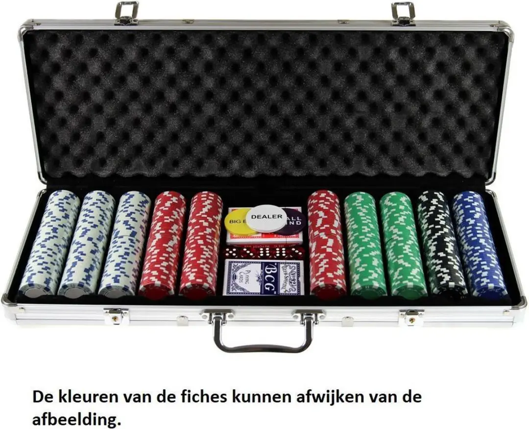 HOT Games Pokerkoffer Alu 500 - 500 Dices & Fiches 11.5g - Grijs