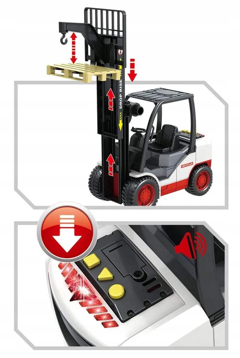 TOYSTAR Grote Hefbrug Speelgoed 33cm - Grijs/Rood/Wit/Zwart - afbeelding 4 van 5