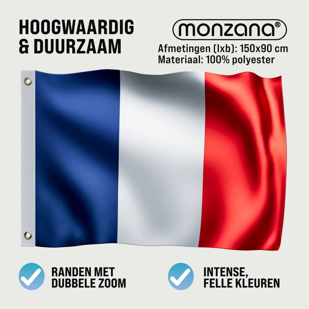 Monzana Vlag Frankrijk - Polyester 150x90cm - Multicolor