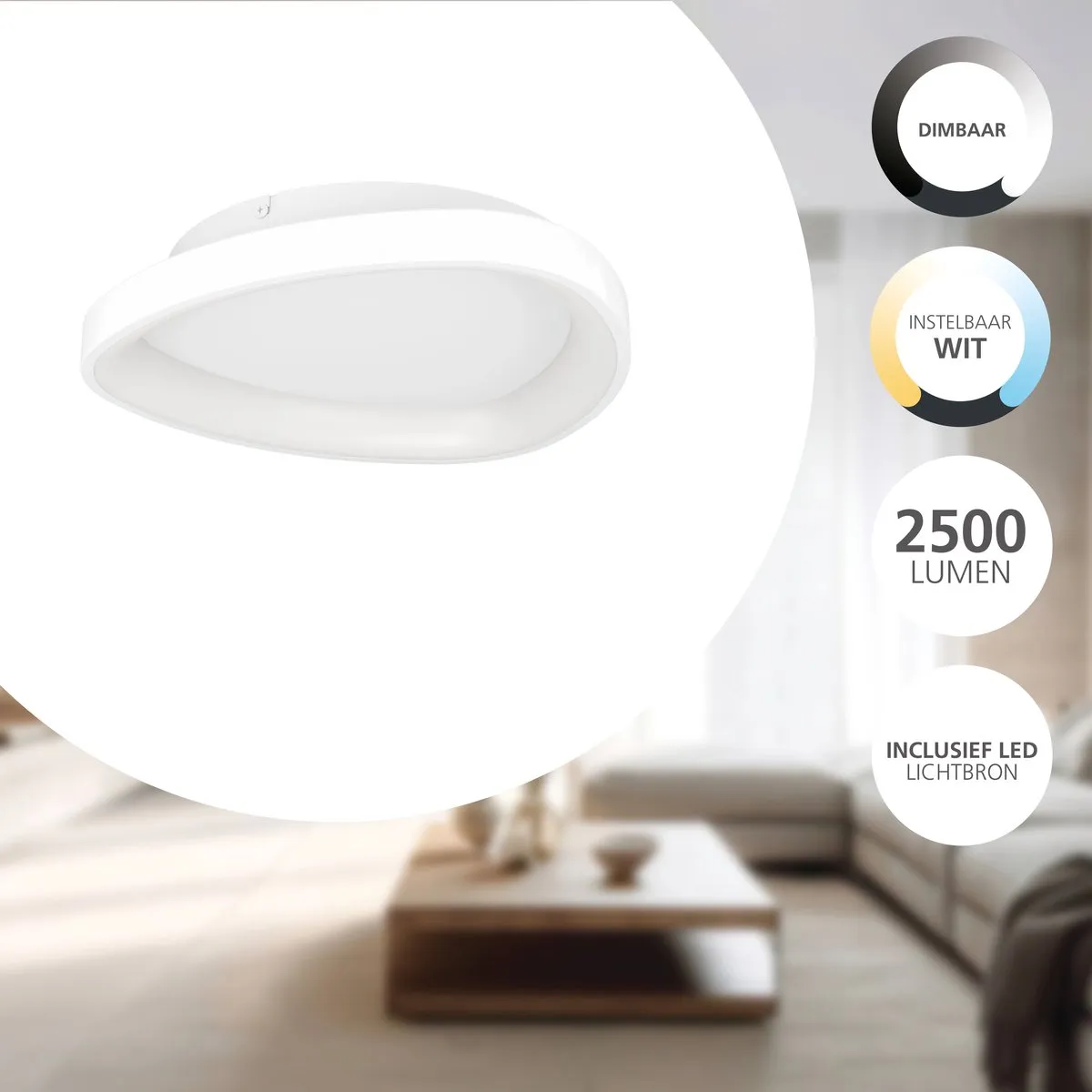 Eglo Loretello Plafondlamp LED Ø35cm - Wit - Dimbaar - Instelbaar wit licht