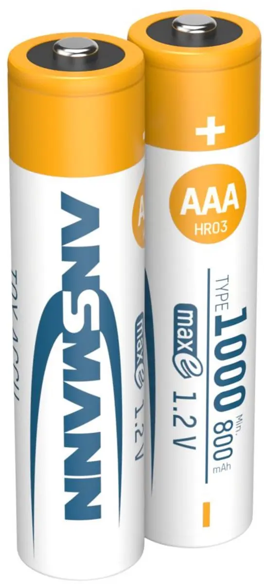 Ansmann 1311-0029 NiMH AAA Accu - 2x 800mAh - Wit/Geel - afbeelding 6 van 6