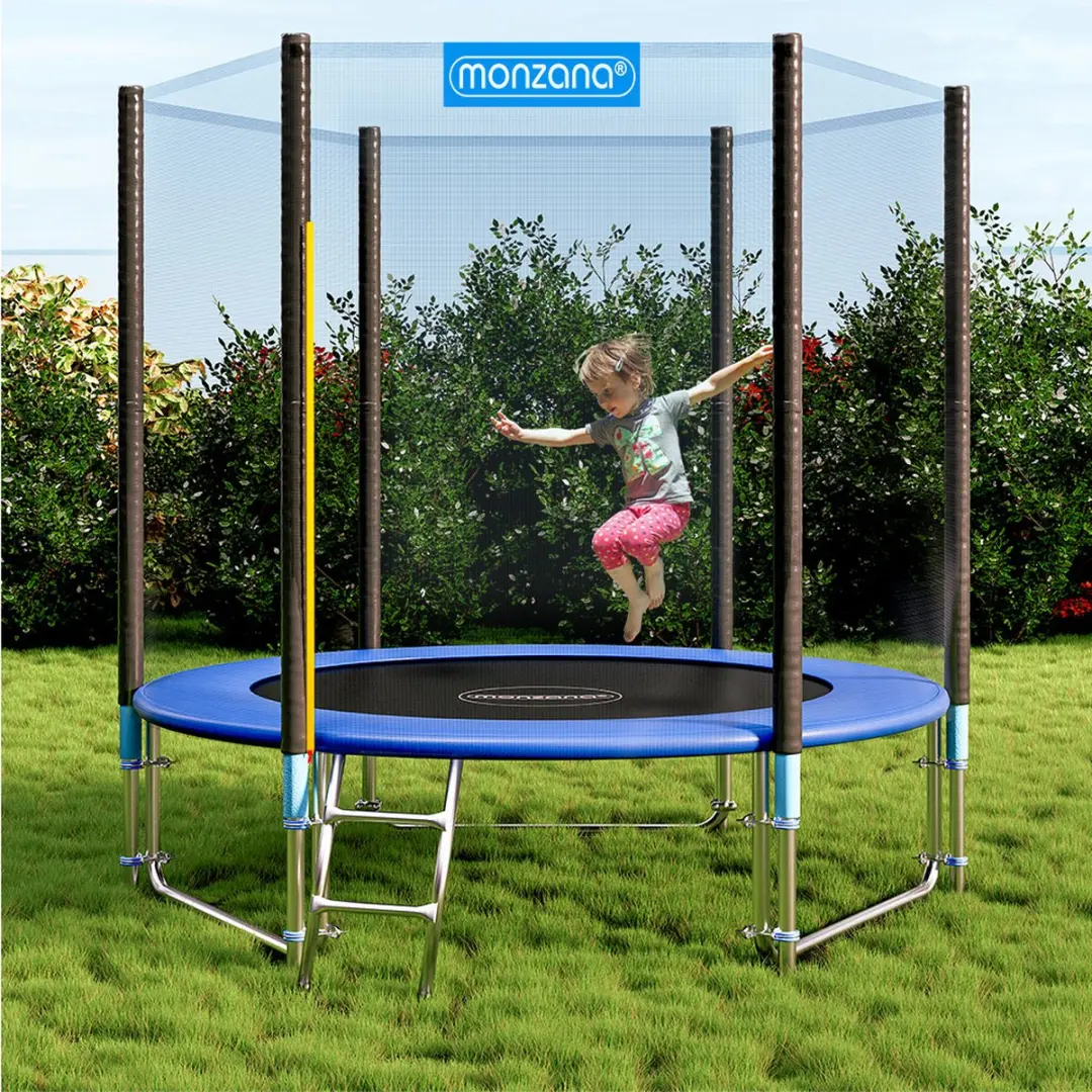 Monzana Trampoline 244cm - Veiligheidsnet & Ladder - Zwart/Blauw
