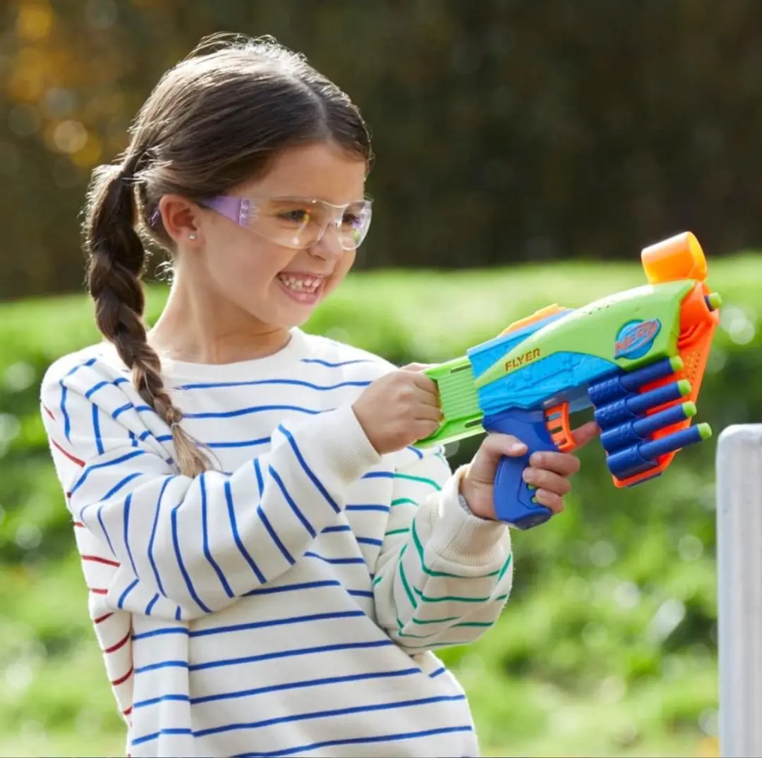 Hasbro Nerf Elite Jr Flyer Blaster - Blauw/ Groen/ Oranje