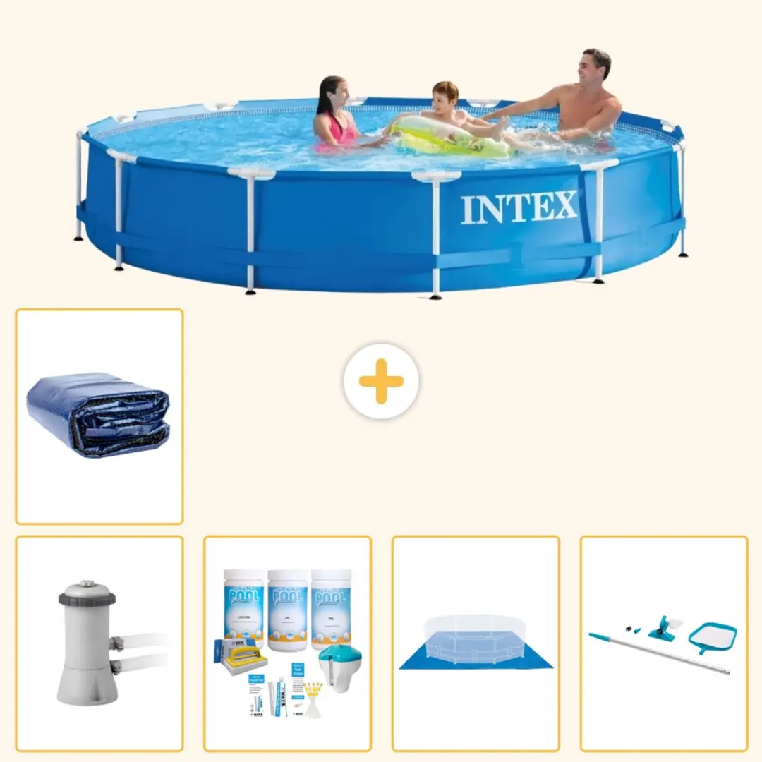 Intex 28212GN-Blauw Rond Frame Zwembad 366x76cm