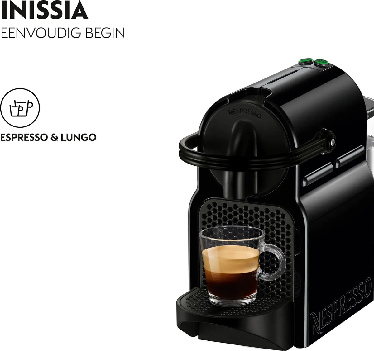 Nespresso Inissia Koffiecupmachine – Espresso & Lungo – 19 bar – Snelle opwarming (25 sec) – Automatische uitschakeling – Zwart – Compact design