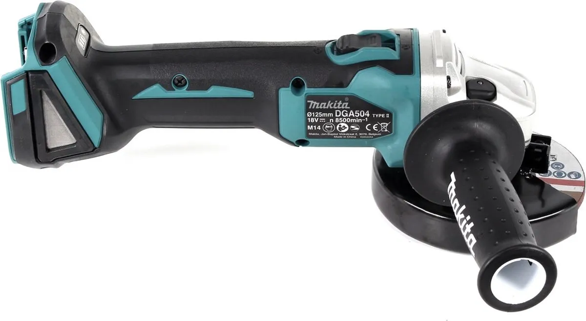 Makita DGA 504 Z Haakse Slijper 125mm - Borstelloos
