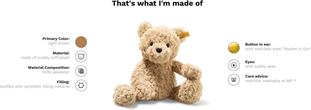 Steiff Jimmy Teddybeer Knuffel - 30 cm - Lichtbruin
